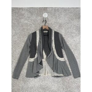 HAZEL Gray Open Front Cardigan with Asymmetrical Ruffle Hem - Small